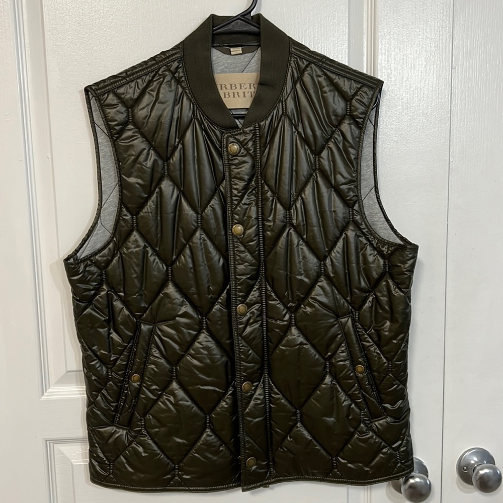 Men’a Burberry Brit Vest dark Green quilted vintage